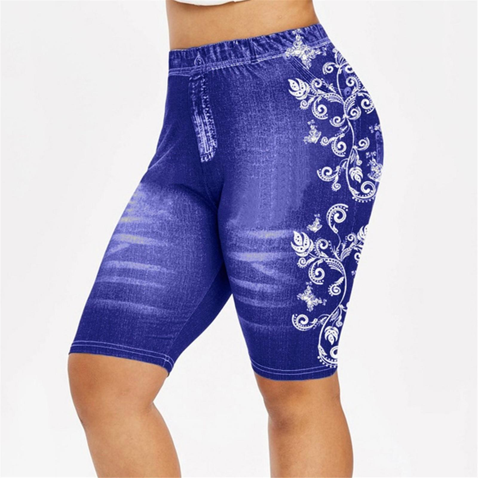 Женские укороченные джинсы с высокой талией больших размеров, джинсовые эластичные шорты, джинсовые брюки XL синий