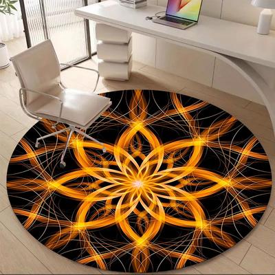 1PCFloral Mandala Office Round Area Rug, Indoor Mat Suitable For Office, Under Office Chairs Bedroom Living Room Home Decor, Room Deco012