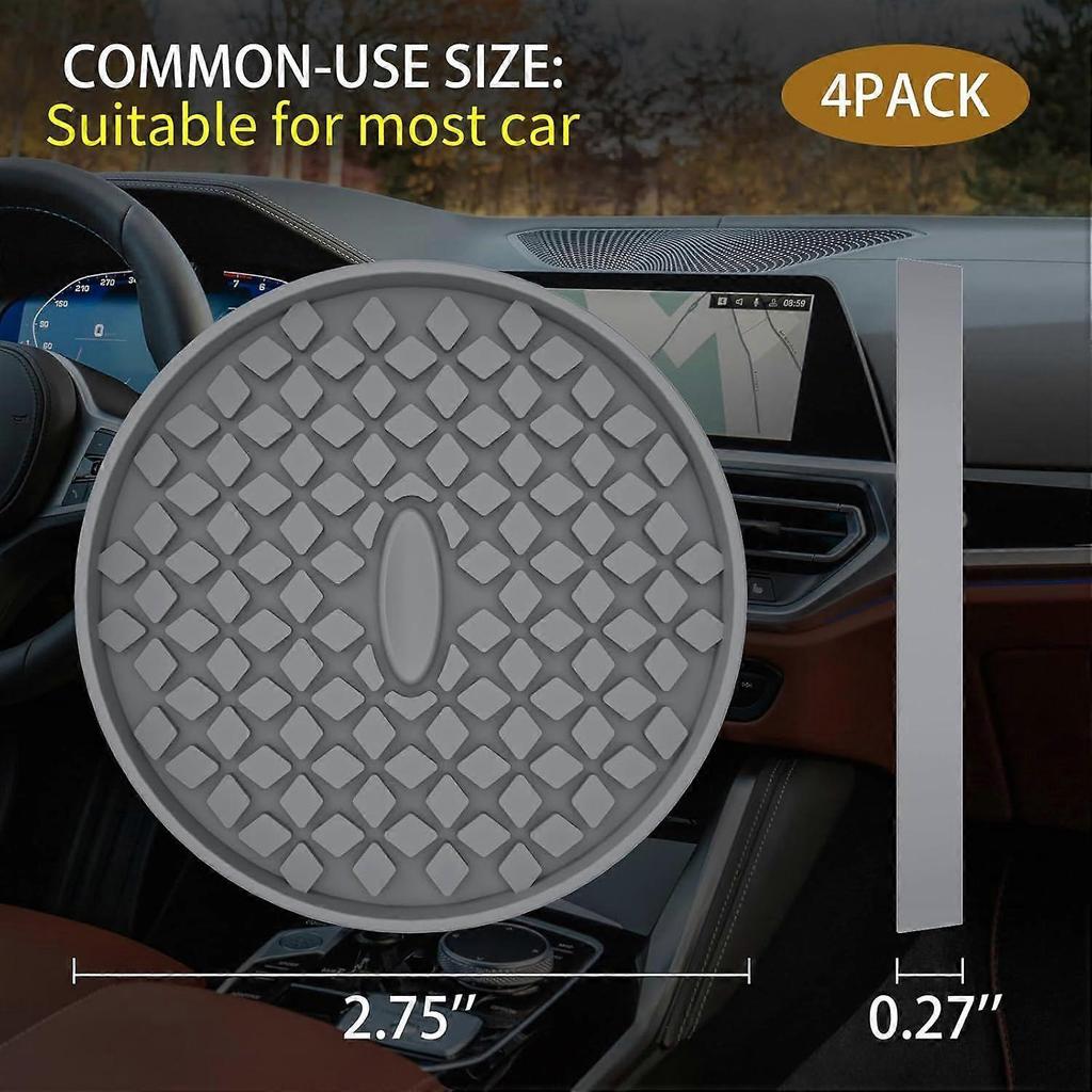 Car Cup Coasters [4 Pack] Silicone Car Coasters/Cup Mats for Cup - Universal Car Cup Holder Insert Coasters, Non-Slip Recessed Car Interior Accessorie