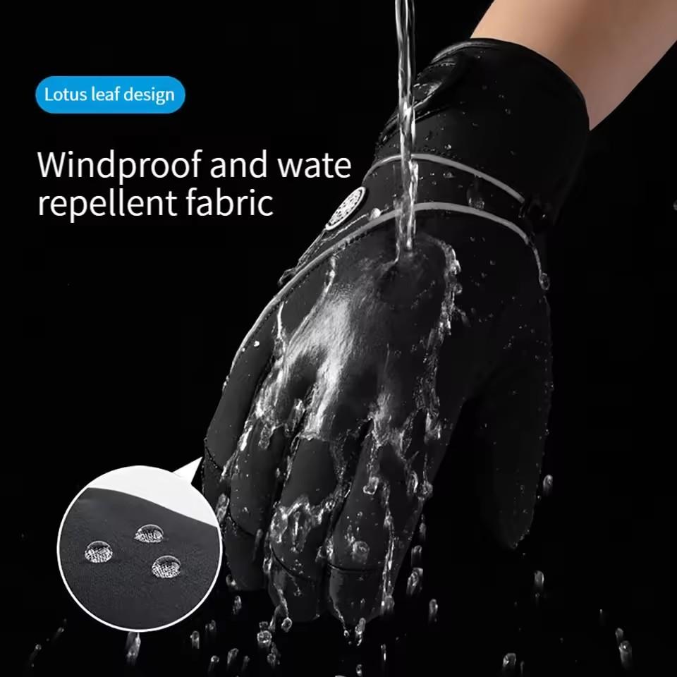 Outdoor Cycling Sports Warm Gloves for Men and Women Hiking Anti Slip Waterproof Thick All Finger Glove Plush Skin Friendly Warm