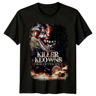 Killer Klowns aus dem Weltall (1988) Filmplakat Inspiriertes 100% Baumwoll-T-Shirt Herren-Tees Oberteil Retro 80er Tee