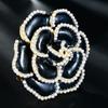 Rhinestone Camellia Brooches For Women Unisex Enamel Flower Design Plant Pins Office Party Friend Gifts Jewelry Accessories