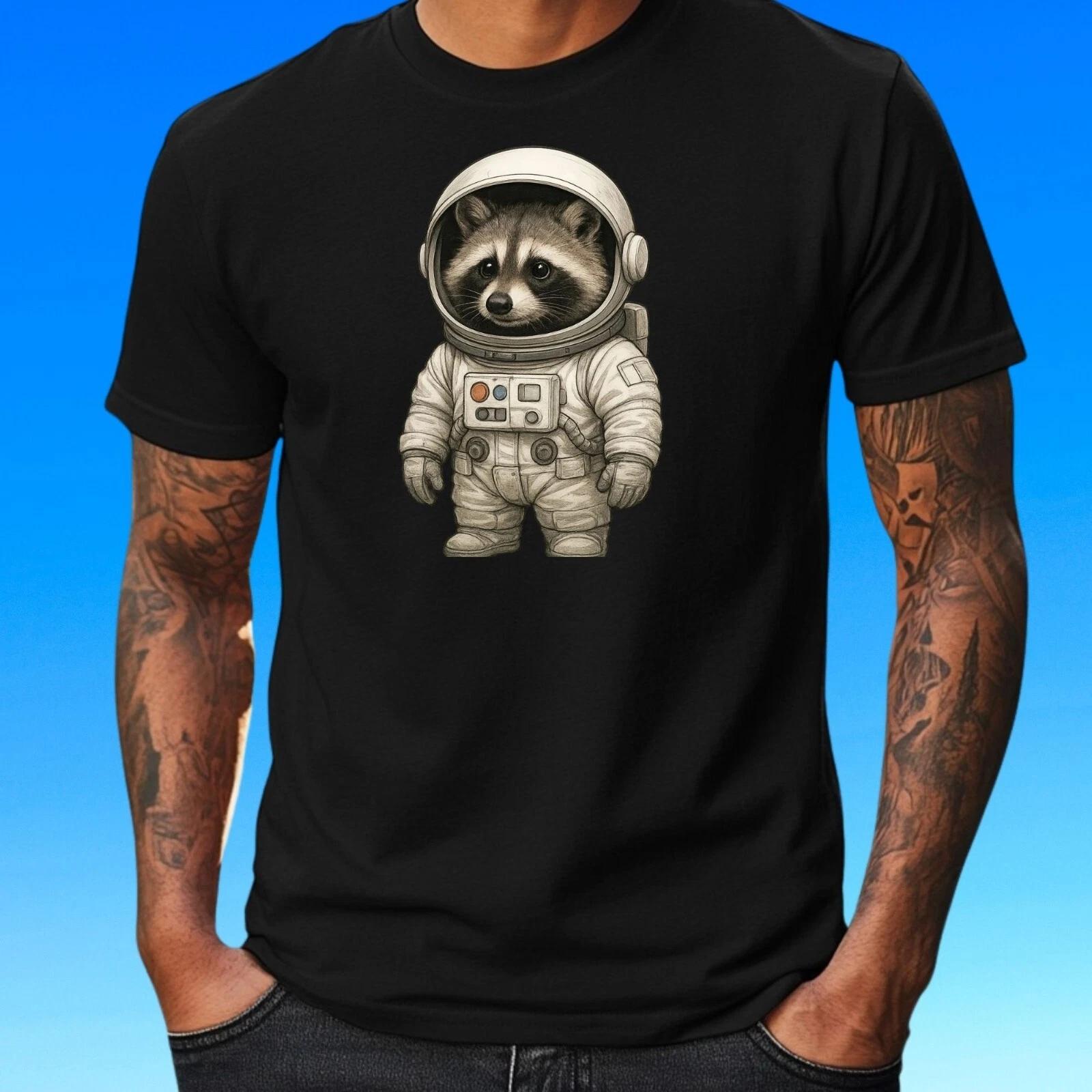T-Shirt Herren Waschbär Astronaut Motiv Baumwolle Größe S bis 5XL S