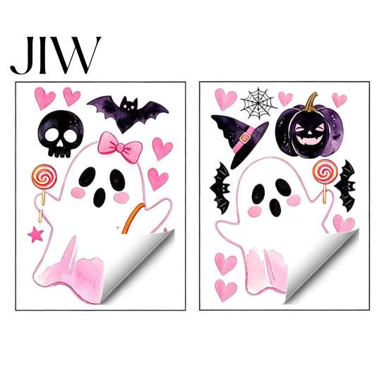 Room Halloween Decorations 2 Sheets Cartoon Ghost Window Cling, Spooky Decorative Removable Holiday Decor Glass Sticker, Waterproof Static Decal