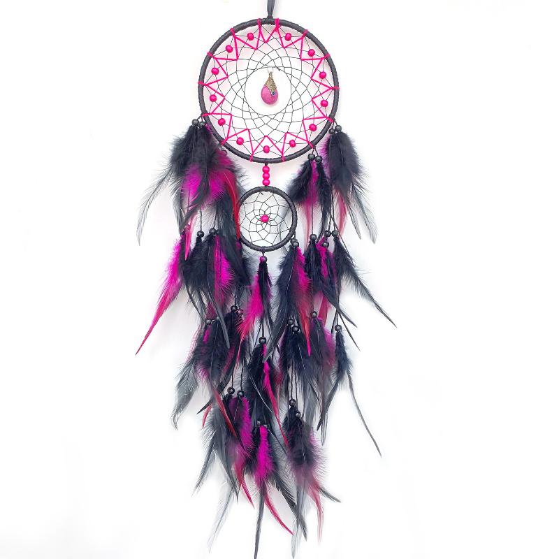Hand-woven Dreamcatcher Wind Chimes, Adorned With Artificial Feathers And Crystals, Exquisite Wall Decoration
