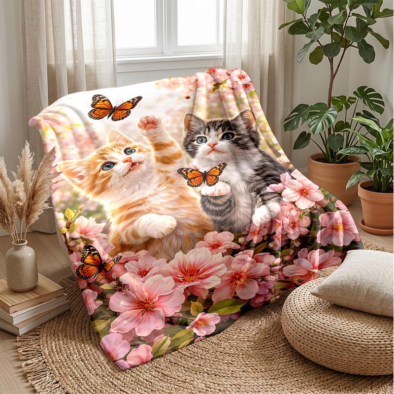 Spiral Katze Garten Thema Decke Leicht Warm Flanell Decke Dekorative Überwurfdecke für Hausdekoration