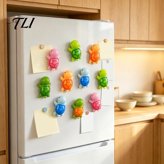 Magnetic Memo Holders 5Pcs Mini Resin Turtle Refrigerator Magnet, Colorful Tortoise Fridge Decorative Magnets Home Office Kitchen Locker Accessories