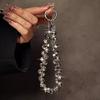 Y2K Pink Ribbon Bowknot Pearls Bag Pendant Charm Keychain Elegant Beaded Keyring Sweet Key Chains Phone Key Bag Hangings