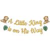 A Little King Is On His Way Banner, Lion Welcome Baby Boy Party Banner, Safari Jungle Baby Shower Party Decorations Gold Glitter