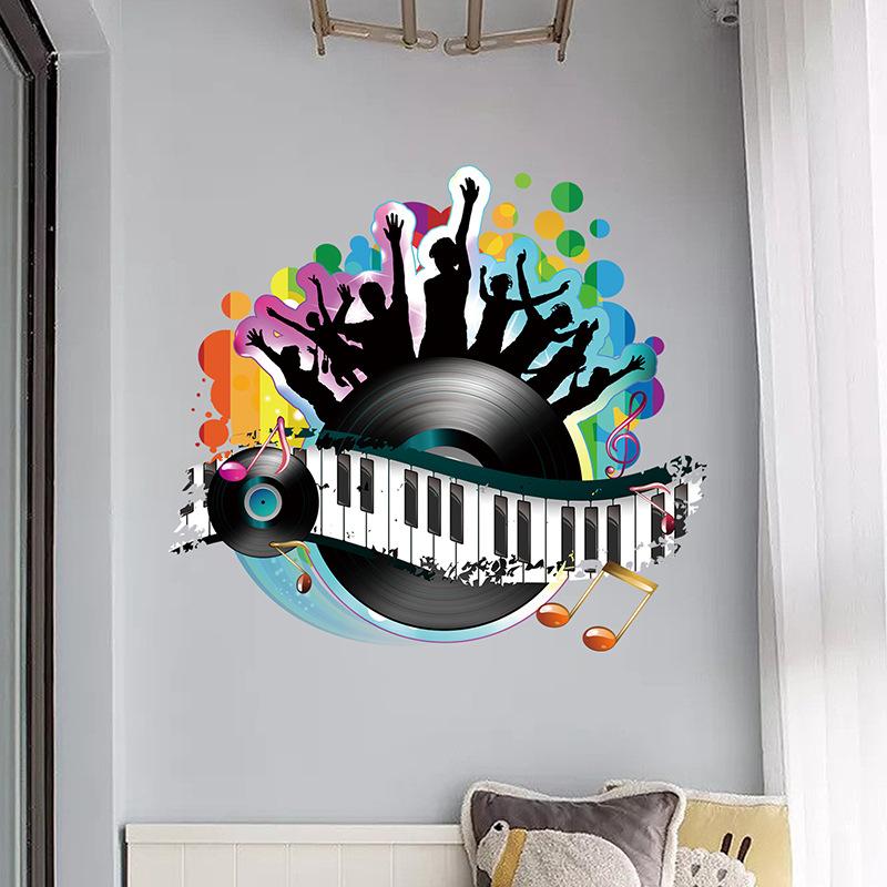 Music Wall Stickers Vinyl Decals for Living Room Bedroom Concert Hall Creative Album Art Peel and Stick Wall Decoration