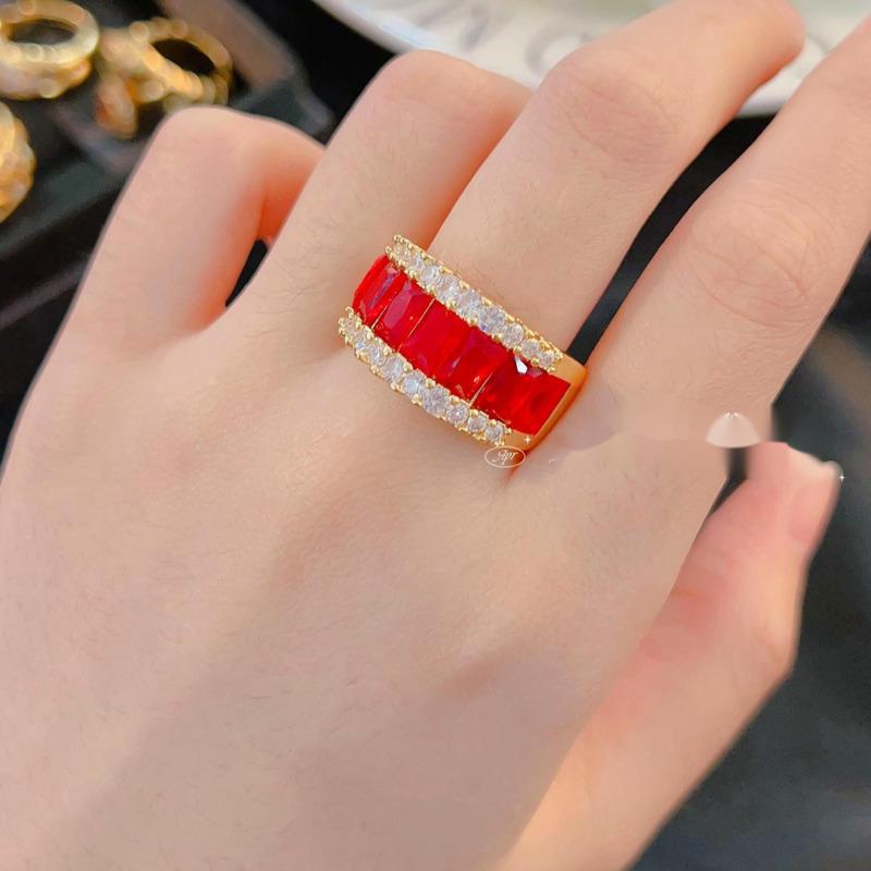 BELLA BOX French Antique Treasure Inlay Drill Glaze Gold Plated Ring Suitable For Women's Daily Party Fashion Jewelry