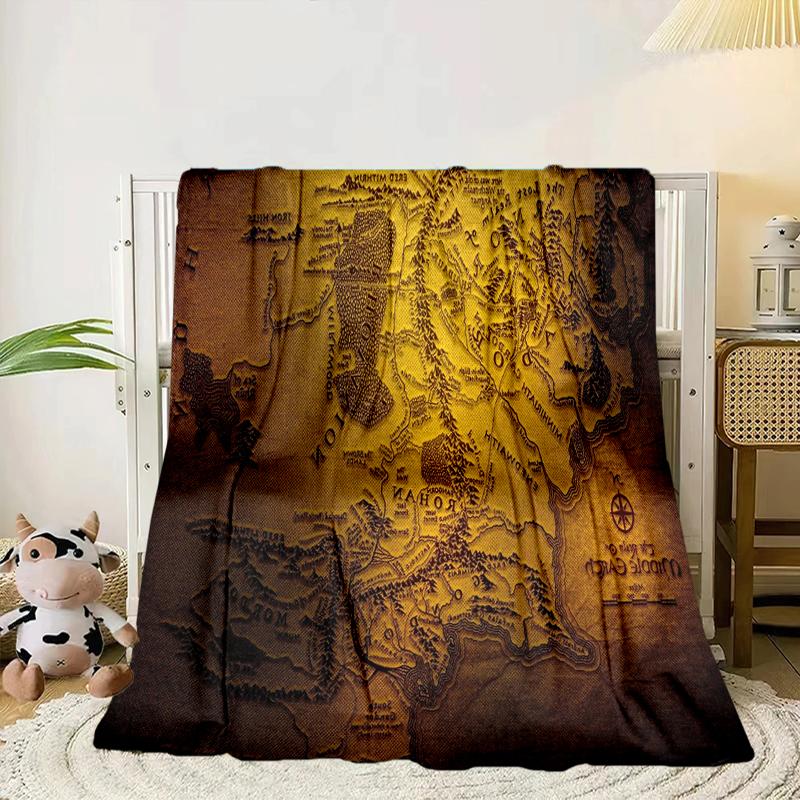 Middle-earth Map Adventure The Lord Blanket Flannel Blanket for Bed, Sofa, Camping, Hiking, Picnic Essentials, Gift for Family Fan Gifts