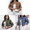Giacca di Jeans da Donna con Collo Alto e Maniche Lunghe Moda Estiva Casual