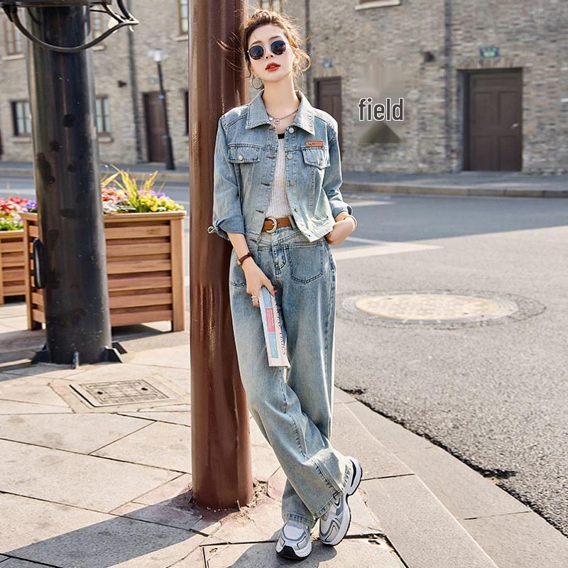 

Весенний повседневный джинсовый костюм-двойка 2024: Трендовый, Универсальный и Модный M [90-110 kg]