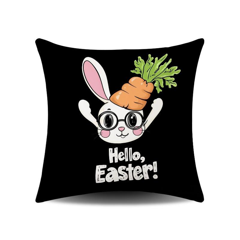 Easter Series Pillow Cover with Rabbit and Carrot Design