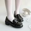 Original Girls college JK shoes 2025 Round Toe Glossy black uniform shoes Low Heels Women's Patten Leather Flats Cosplay Loafers