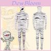 Disfraz de Momia Blanca Aterradora Para Halloween Cosplay Mono Unisex de Poliéster Para Niños
