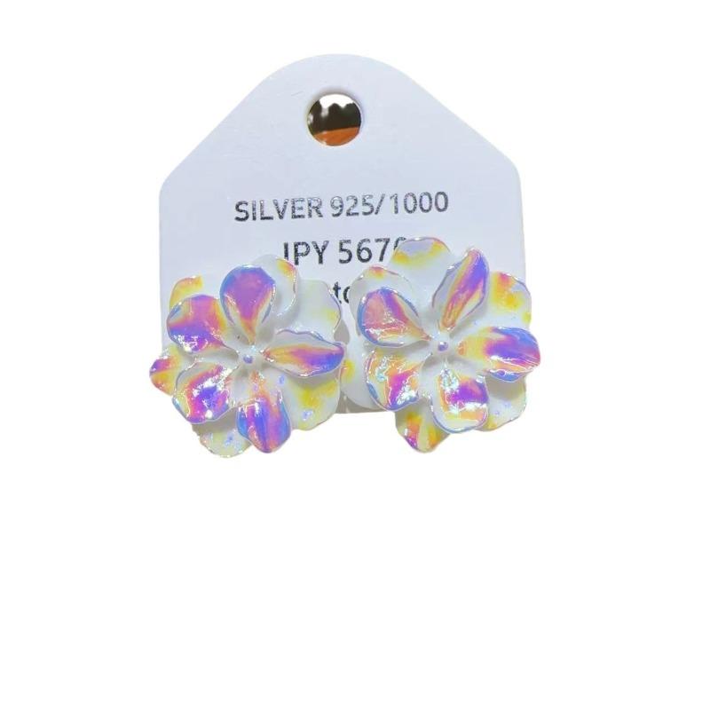 Fantasy Camellia Resin Colorful Flower Stud Earring for Women Temperament Simple Cute Design Jewelry Accessory