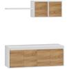 TV Cabinet and Wall Cabinet Set with 7 Shelves and Open Shelf, in Wood, 120x41x43.3 cm, White and Wood Color