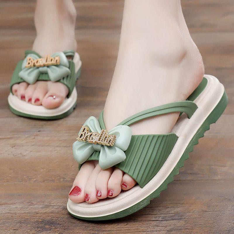 Woman Slippers Outside on Beach Sandals With Bow Platform Shoes for Women Designer Luxury Korea Style Pvc New Collection Slides