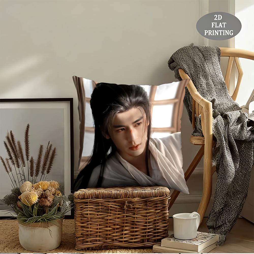 1Pc Zhang Linghe As Xie Zheng Printed Pillowcase, Zippered Polyester Cushion Cover (No Filler), Machine Washable, Ideal For Livi