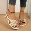 French Beautiful Not Tired Feet Sandals Wear Women's Shoes 2025 New Fairy Style Flower Square Head Thick Heel Sandals