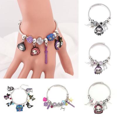 Demon Hunters-Inspired Bracelet Zinc Alloy Enamel Cat Charms Snake Chain Fade Resistant Lightweight Gothic Fantasy
