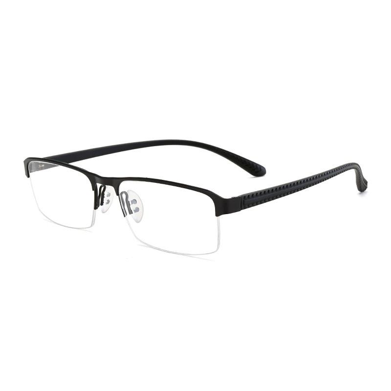 TGCYEYO Men's Myopia Prescription Glasses Square Half Rim Frame Alloy Optical Eyeglasses Multifocal Eyewear Flexible Mirror Legs