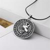 Men Fashion Vintage Silver Norse Viking Letters Wolf&Vegvisir Rune Amulet Alloy Pendant Necklace