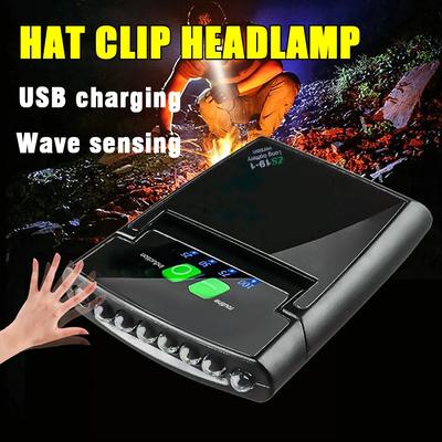 D2 Mini LED Sensor Headlamp Super Bright Hat Clip Light Fishing Headlight USB Rechargeable Lights Adjustable Camping Headlamp