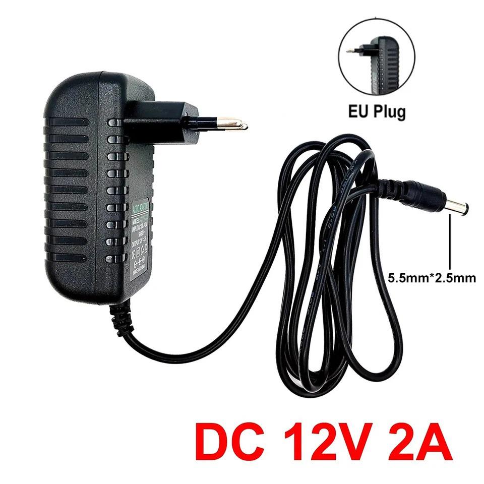 Power Supply AC 110-220V DC 12V 2A Universal Power Adapter Supply Charger EU US Adapter with LED Light for Camera Monitor