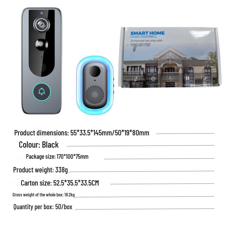 Wireless Video Doorbell with Two-Way Intercom, Wide-Angle HD Night Vision, and Smart Graffiti Monitoring