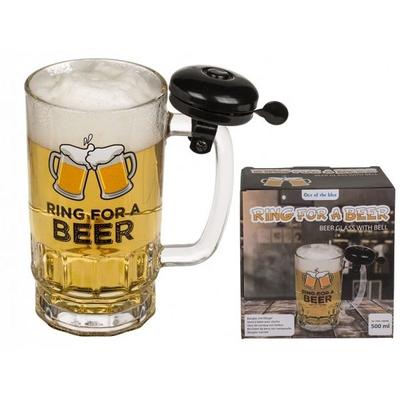 Kufel do piwa ze szkłem z dzwonkiem 500 ml