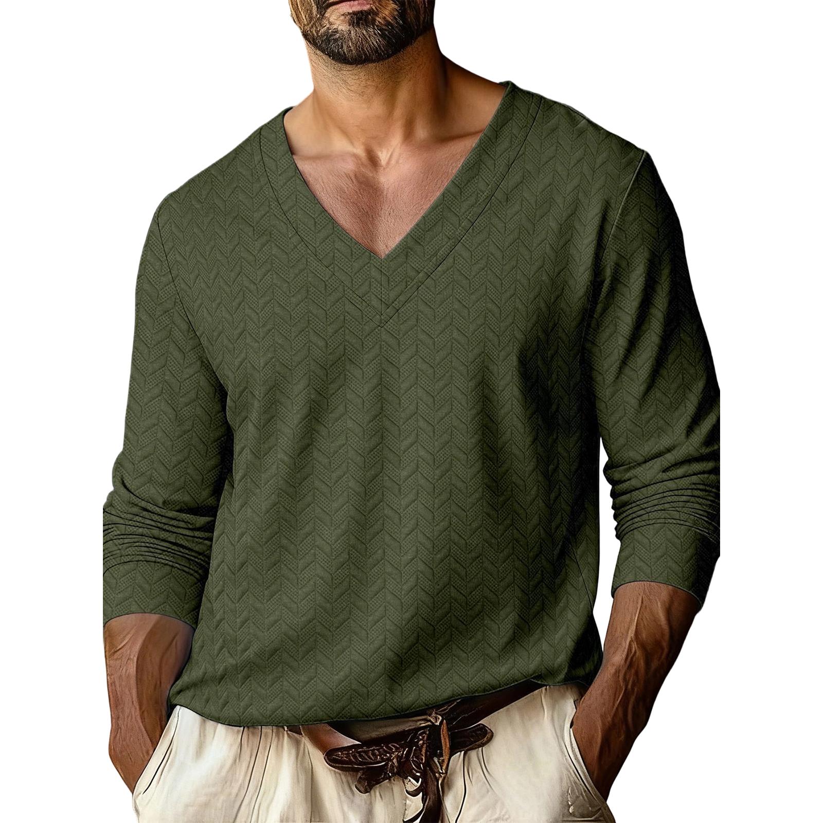 Men s  V-Neck  Leisure  Sports  Long  Sleeves  Upper  Garment XXXL