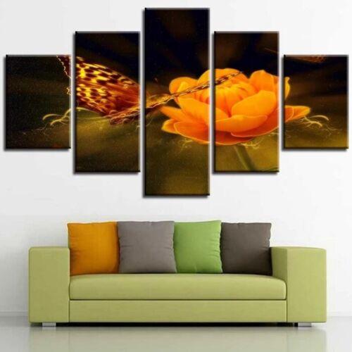 5Pcs Orange Flower Paintings Art Poster HD Print Home Decor No Framed Wall Canvas 5 Pieces Pictures Room Decor Abstract 5 Panel