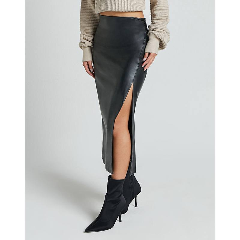 Women Pencil Skirt Autumn and Winter PU Leather Slim Bag Hip Skirt Leather Skirt