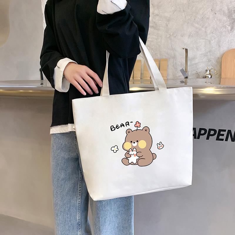 Canvas Bag Women'S Shoulder Handbag Student Tote Bag Large Capacity Hand Carry Canvas Bag