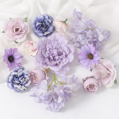 13Pcs Mini Random Mix Artificial Flowers Silk Fake Flowers for Home Decor DIY Craft Gifts Accessories Bride Wedding Decoration