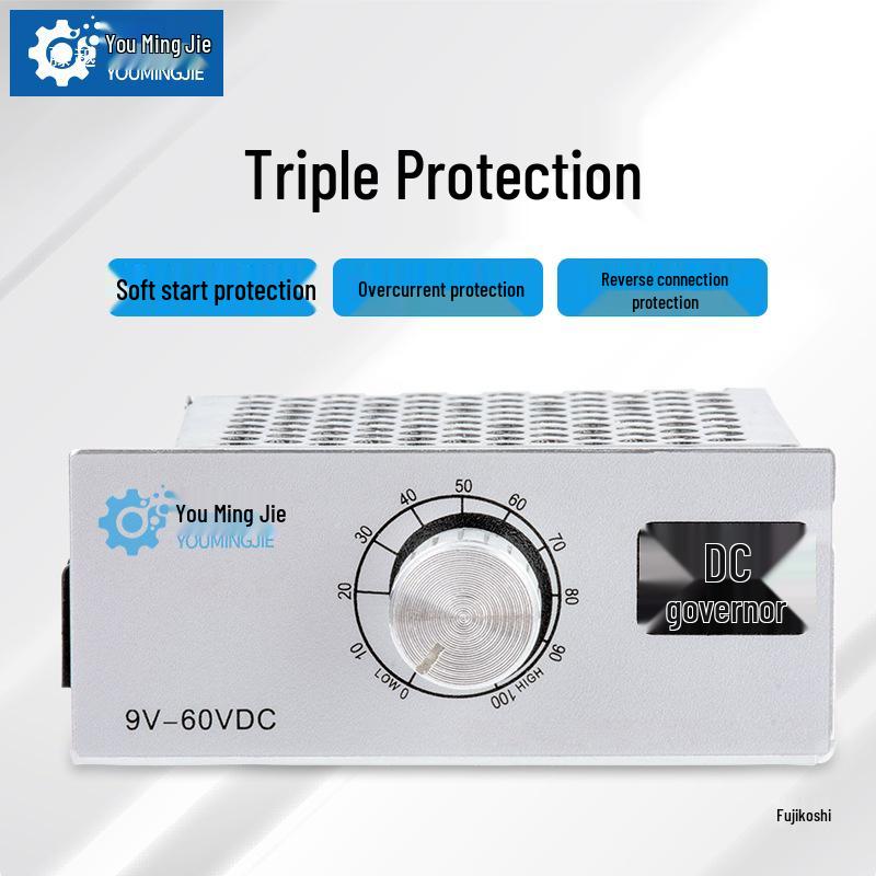 Hochleistungs-PWM-Gleichstrommotor-Drehzahlregler für 9V-60V Motoren, Kompatibel mit 12V, 24V, 48V, 60V