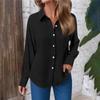 Women's Fashion Casual Solid Color Split Button Long Sleeve Shirt Top