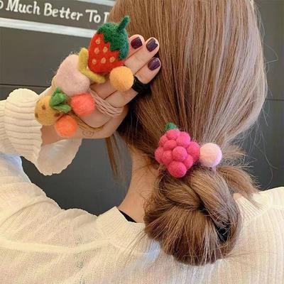 Korean Dongdaemun Plush Fruit Hair Tie for Women and Students - Stylish Hair Accessory