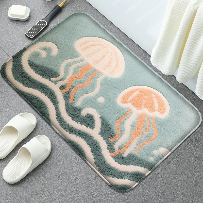 Flannel Material Bathroom Floor Mat, Toilet Water Absorbing Foot Mat, Shower Room Small Carpet, Door Mat, Machine Washable