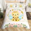 Cute Milk Cow Bedding Set King Cartoon Animal Duvet Cover Botanical Floral Comforter Cover Microfiber Farmhouse Bedspread Cover