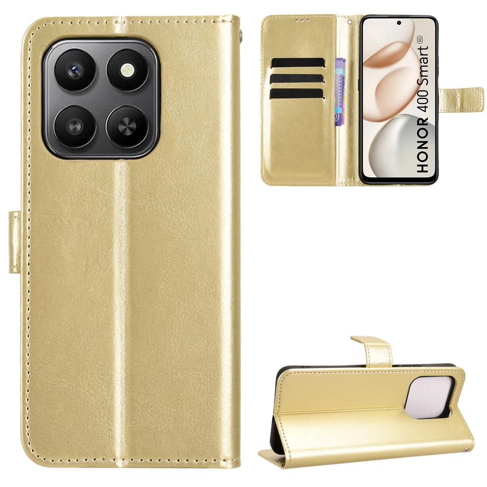 For Honor 400 Smart PU Leather Case with Strap Crazy Horse Texture Phone Wallet Cover