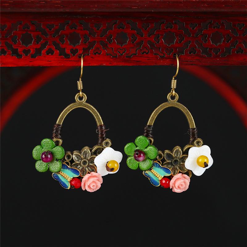 Handmade Classical Jade Fringed Earrings, Retro Female Long Style Temperament Agate Shell Antique Earrings, Earrings.