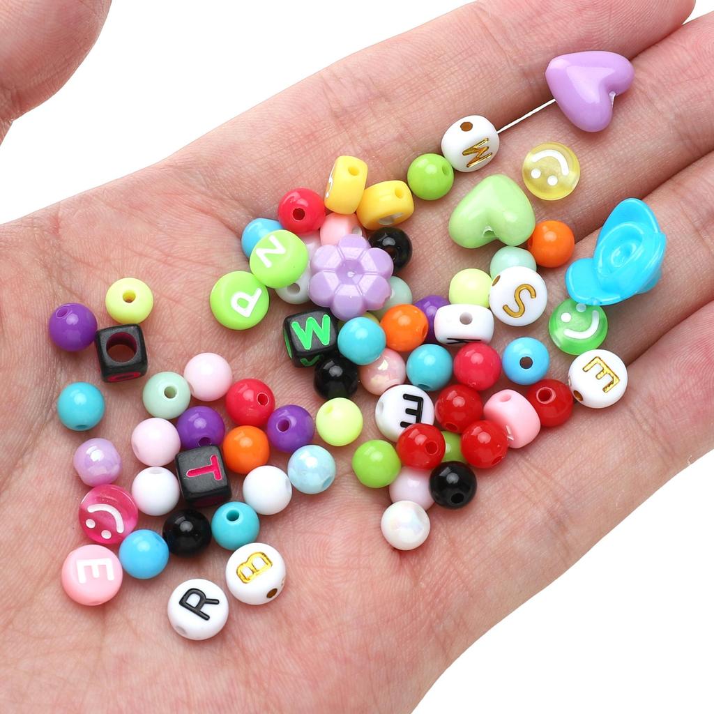 26box/bag Acrylic Letter Beads Charm Pendants Elastic Line Thread Cord For DIY Accessories Jewelry Making