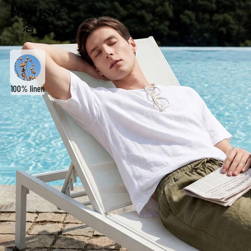 

Men s 100% Linen Natural Wrinkle Round Neck T-Shirt M/170