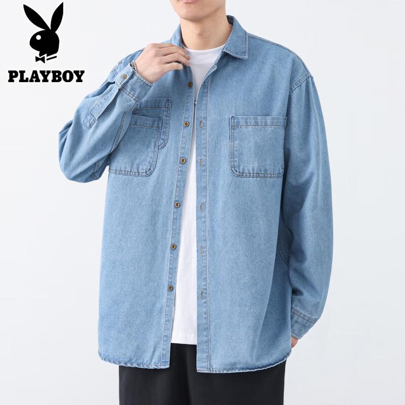 PLAYBOY Men s Washed Denim Jacket L