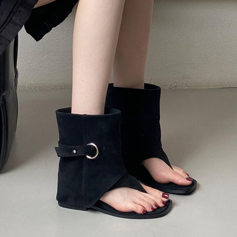 Fashion Fashion Flock Women Ankle Boots Shoes Female Flip flops New 2025 Open Toe Ladies Sandals Booties With Height Increasing Footwear