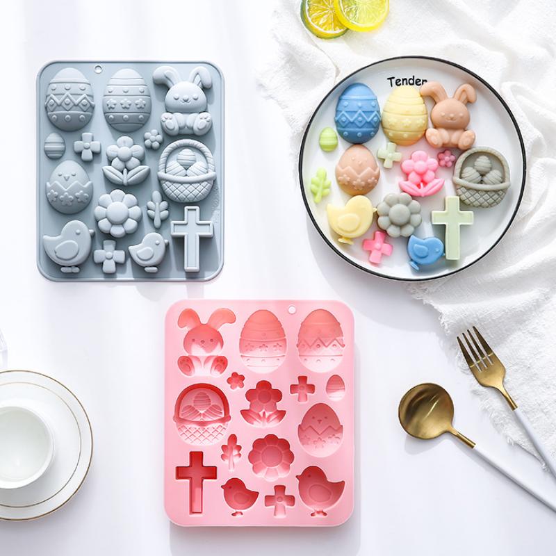1PC Bunny Eggs Easter Theme Silicone Mold Fondant Candy Chocolate Mould 3d Rabbit Epoxy Resin Mold